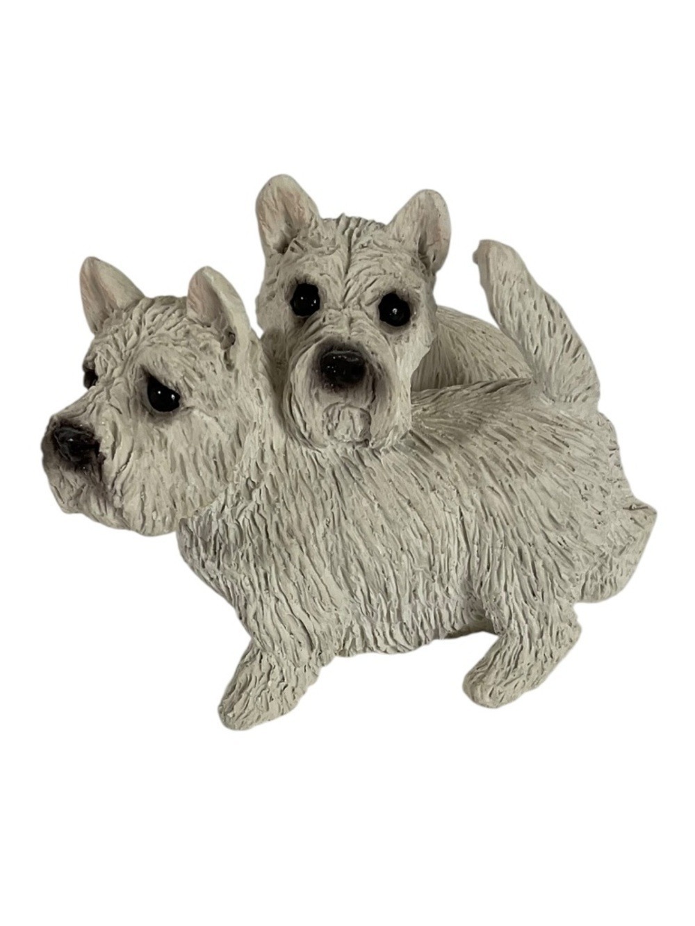 Vintage 1987 Stone Critters West Highland Terrier Figurine Pair White Westies
